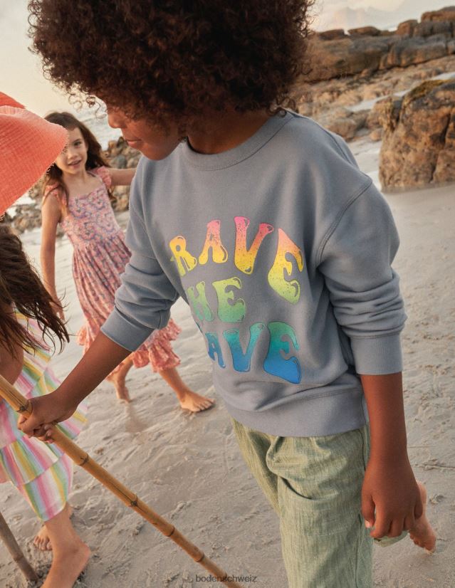 Boden Mädchen Logo-Sweatshirt VH86PT2979 Kleidung kieselblau