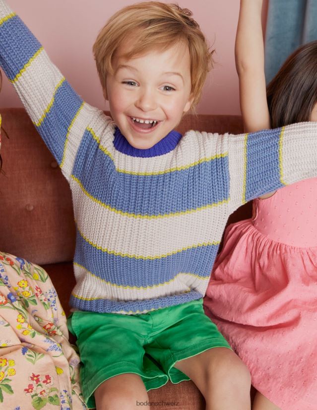 Boden Mädchen Rippstrickpullover mit tiefer Schulterpartie VH86PT3171 Kleidung multi