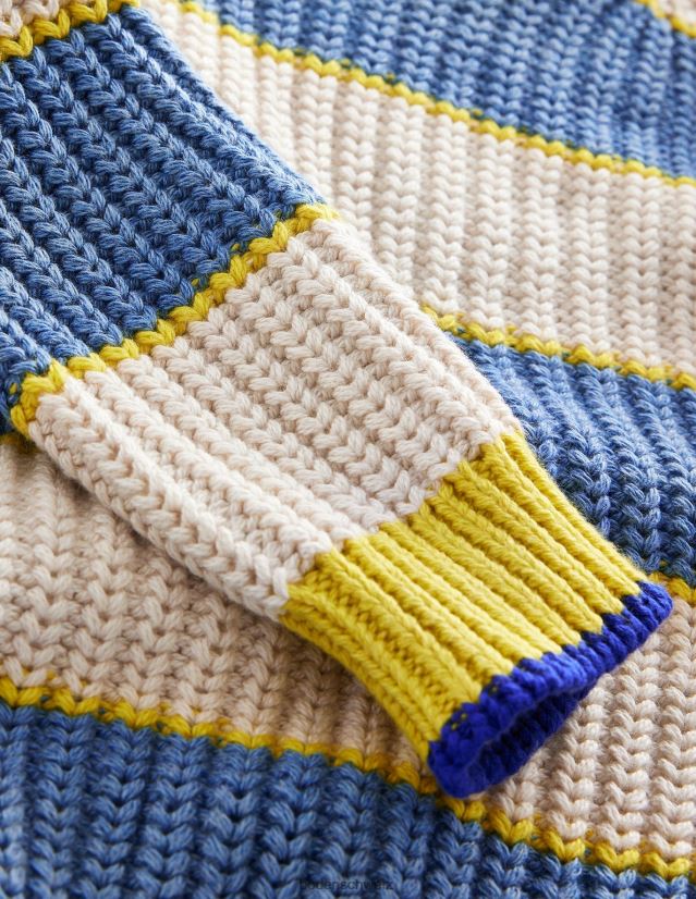 Boden Mädchen Rippstrickpullover mit tiefer Schulterpartie VH86PT3171 Kleidung multi