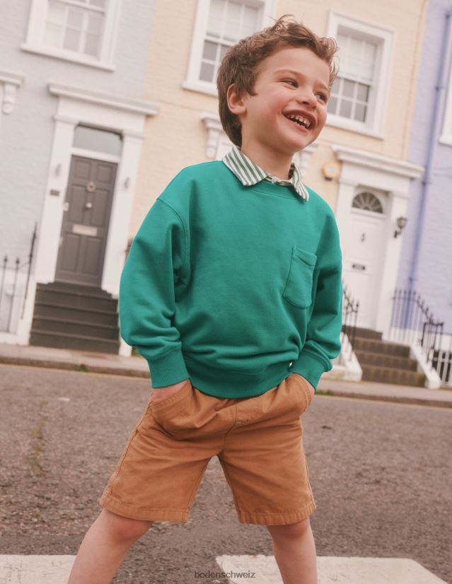 Boden Mädchen Stückgefärbtes Sweatshirt VH86PT807 Kleidung Wiesengrün