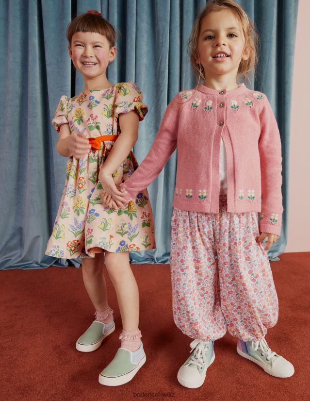 Boden Mädchen Strickjacke mit bestickten Blumen VH86PT3294 Kleidung mandelrosa meliert
