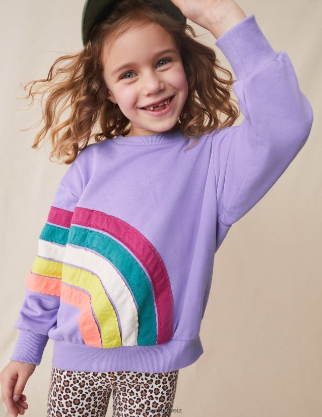 Boden Mädchen Sweatshirt mit Regenbogenapplikation VH86PT3269 Kleidung Lavendel