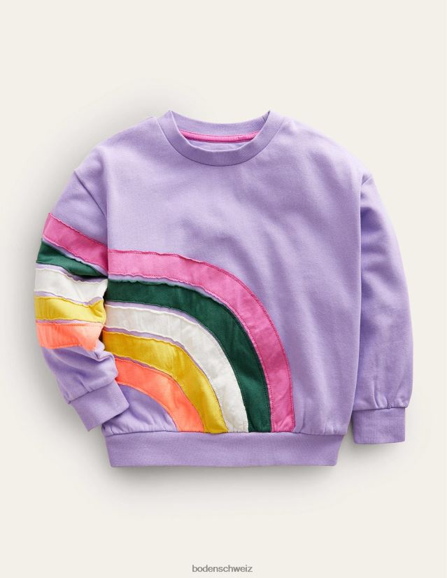 Boden Mädchen Sweatshirt mit Regenbogenapplikation VH86PT3269 Kleidung Lavendel