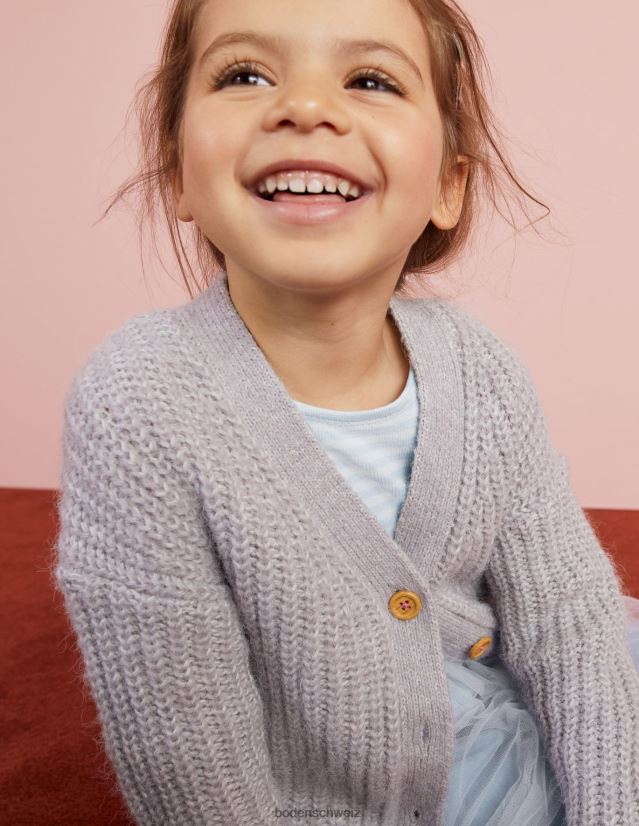 Boden Mädchen flauschige Strickjacke VH86PT3044 Kleidung Silbermergel