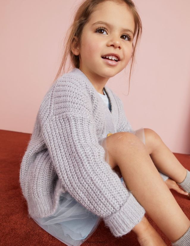 Boden Mädchen flauschige Strickjacke VH86PT3044 Kleidung Silbermergel