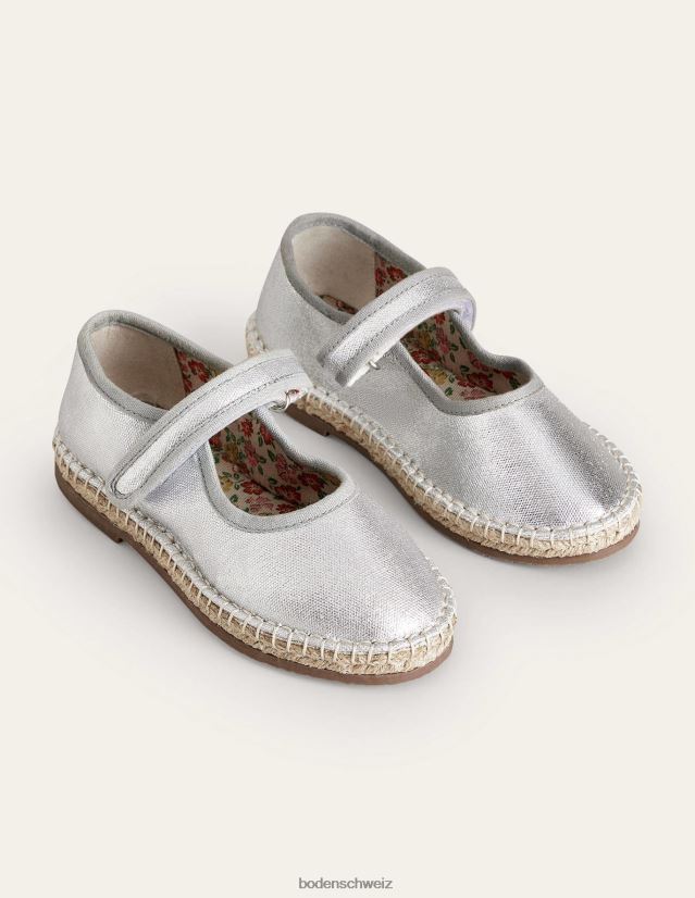Boden Mädchen Espadrilles mit Canvas-Besatz VH86PT826 Schuhwerk silbermetallic