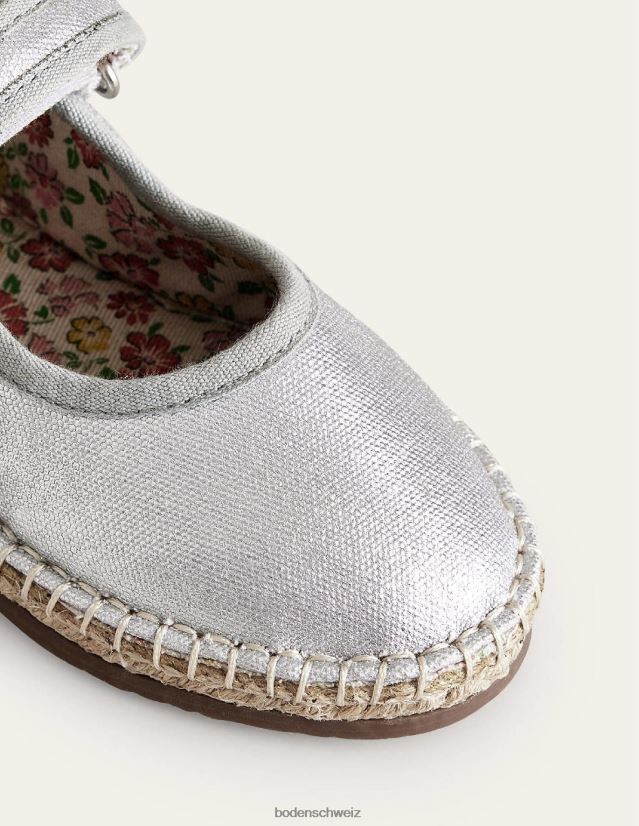 Boden Mädchen Espadrilles mit Canvas-Besatz VH86PT826 Schuhwerk silbermetallic