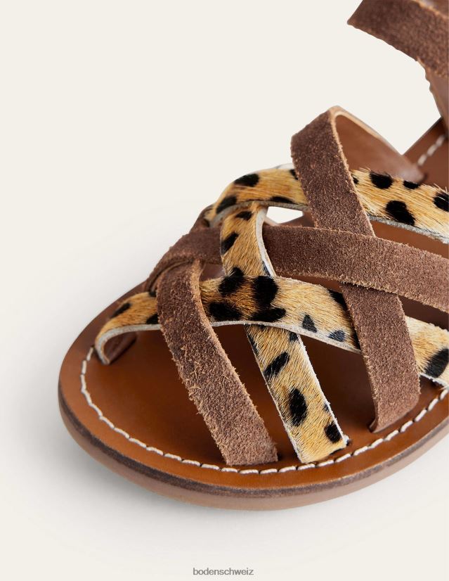Boden Mädchen Riemchensandalen VH86PT2654 Schuhwerk Braun/Tier-Kombination