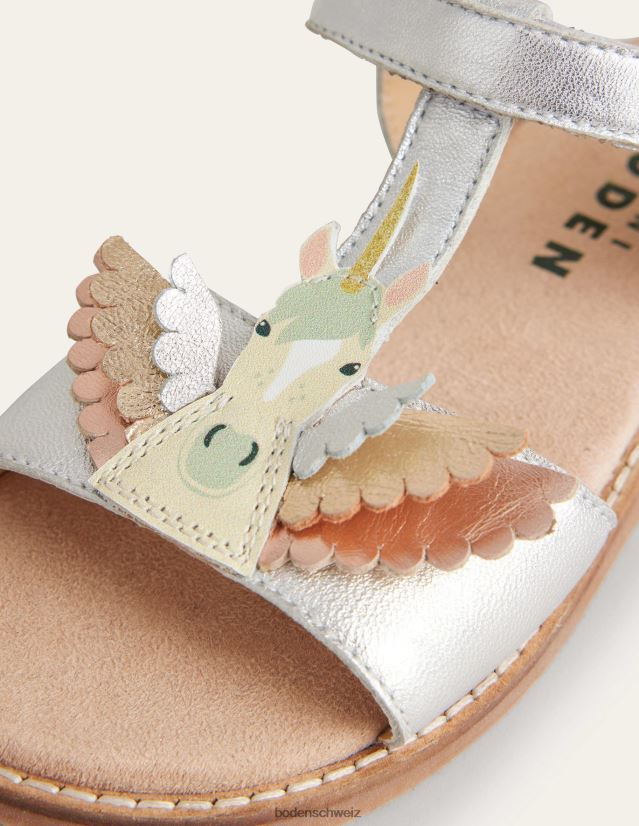 Boden Mädchen lustige Ledersandalen VH86PT2680 Schuhwerk silberner Pegasus