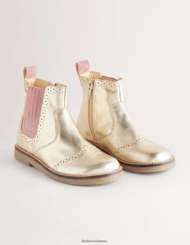 Boden Mädchen Chelsea-Stiefel VH86PT2738 Schuhwerk Goldmetallic