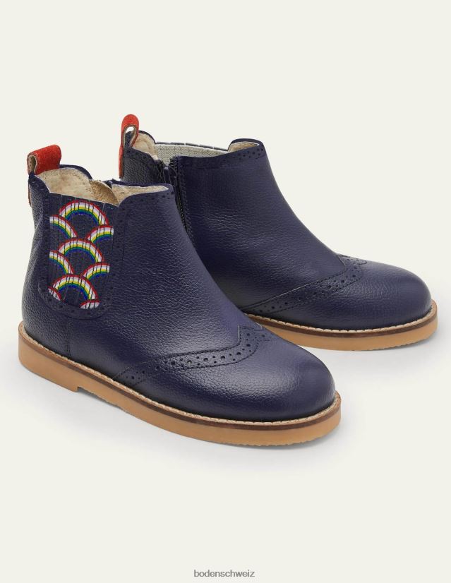 Boden Mädchen Chelsea-Stiefel aus Leder VH86PT2765 Schuhwerk College-Marine