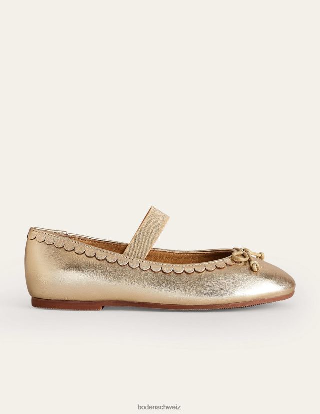 Boden Mädchen Ballerinas aus Leder VH86PT814 Schuhwerk Goldmetallic