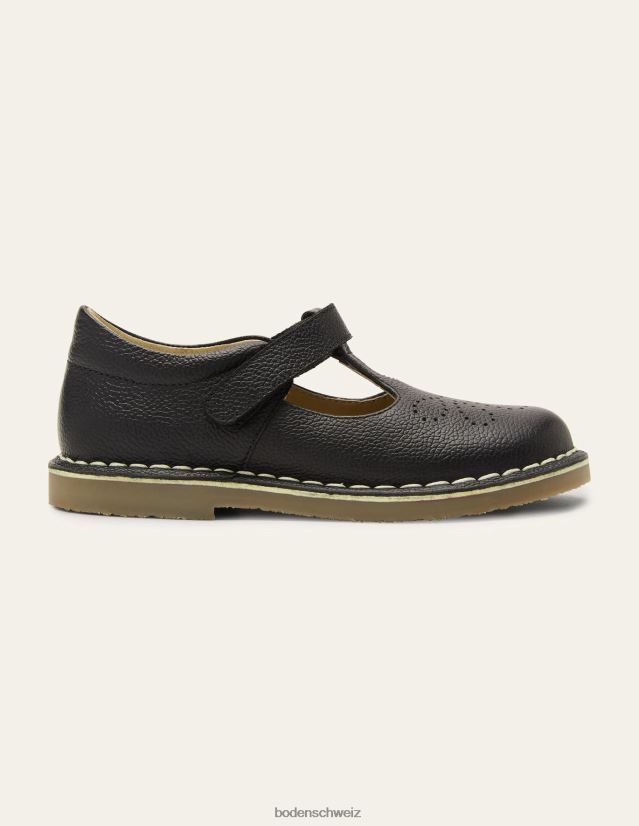 Boden Mädchen Leder-T-Steg-Flats VH86PT811 Schuhwerk Schwarz