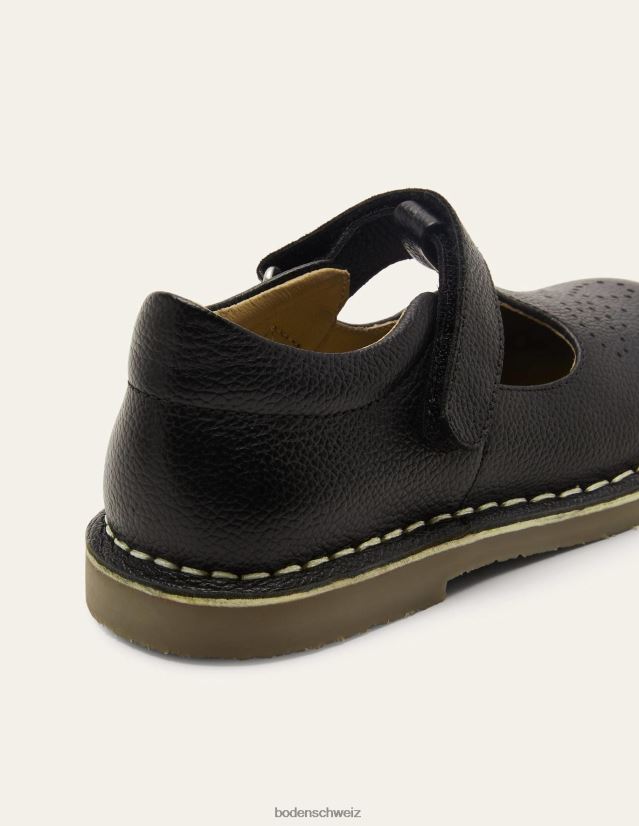 Boden Mädchen Leder-T-Steg-Flats VH86PT811 Schuhwerk Schwarz