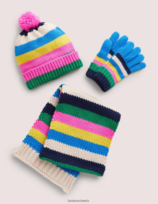 Boden Mädchen Strickset 3-teilig VH86PT2727 Zubehörteil Regenbogenstreifen