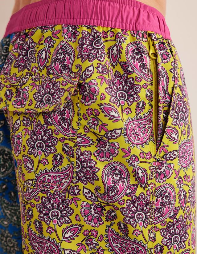 Boden Männer Badeshorts mit elastischem Bund VH86PT3560 Kleidung marokkanisches blaues Paisley-Blumenmuster