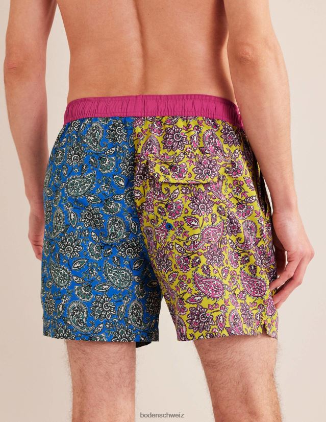 Boden Männer Badeshorts mit elastischem Bund VH86PT3560 Kleidung marokkanisches blaues Paisley-Blumenmuster
