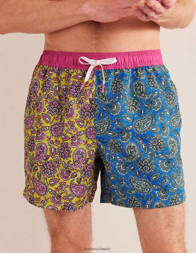 Boden Männer Badeshorts mit elastischem Bund VH86PT3560 Kleidung marokkanisches blaues Paisley-Blumenmuster