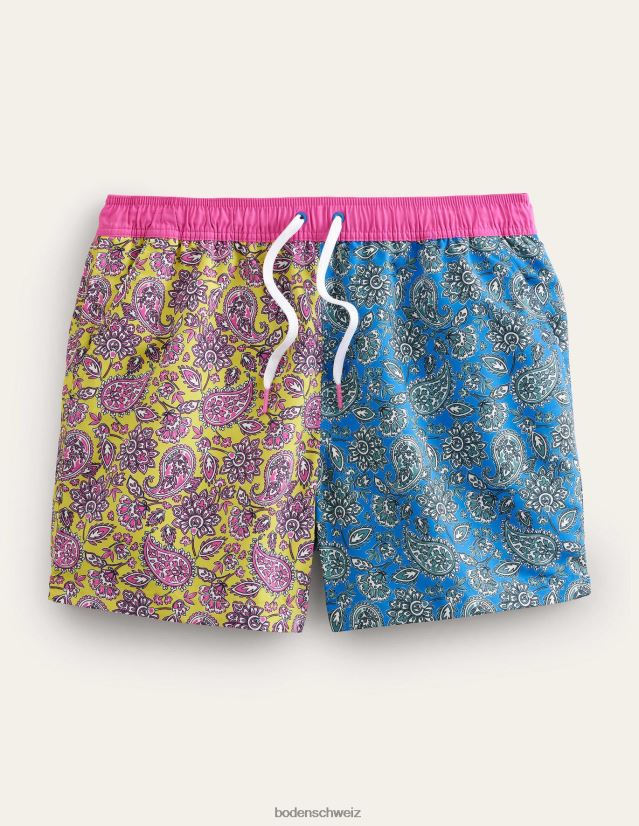 Boden Männer Badeshorts mit elastischem Bund VH86PT3560 Kleidung marokkanisches blaues Paisley-Blumenmuster