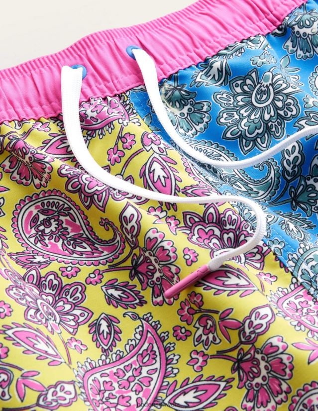 Boden Männer Badeshorts mit elastischem Bund VH86PT3560 Kleidung marokkanisches blaues Paisley-Blumenmuster