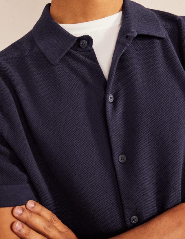 Boden Männer Gestricktes Kurzarmhemd VH86PT3526 Kleidung Marine