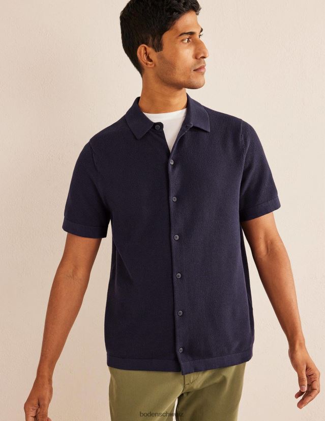 Boden Männer Gestricktes Kurzarmhemd VH86PT3526 Kleidung Marine