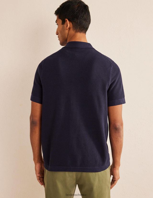 Boden Männer Gestricktes Kurzarmhemd VH86PT3526 Kleidung Marine