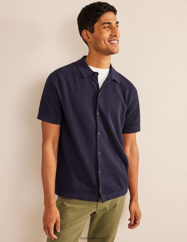 Boden Männer Gestricktes Kurzarmhemd VH86PT3526 Kleidung Marine