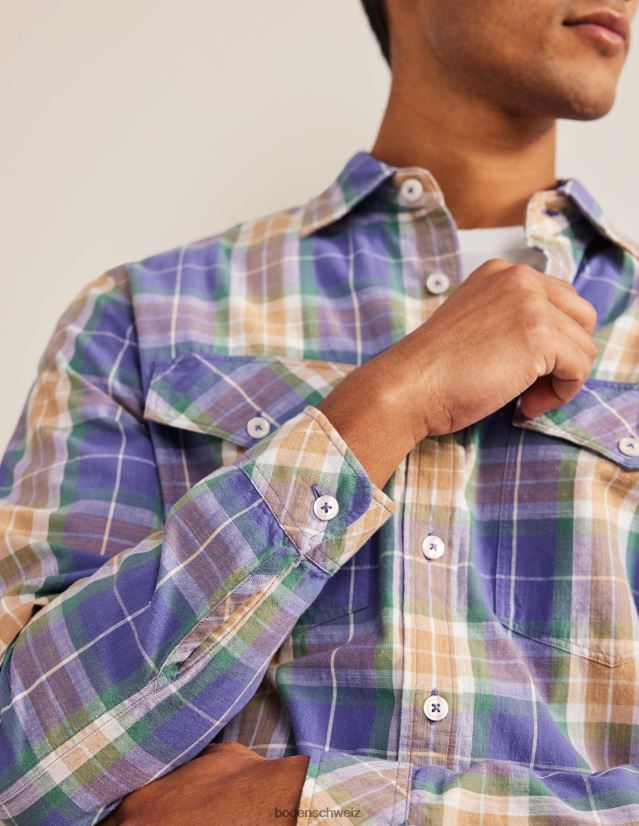 Boden Männer Lässiges Karohemd aus Baumwolle VH86PT3535 Kleidung Korsisches blaues Karo