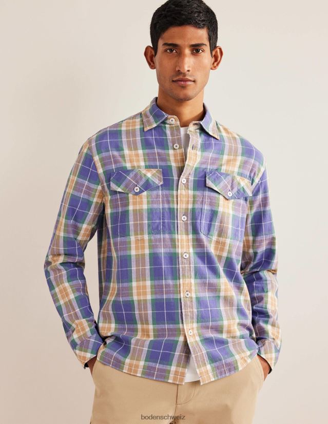 Boden Männer Lässiges Karohemd aus Baumwolle VH86PT3535 Kleidung Korsisches blaues Karo