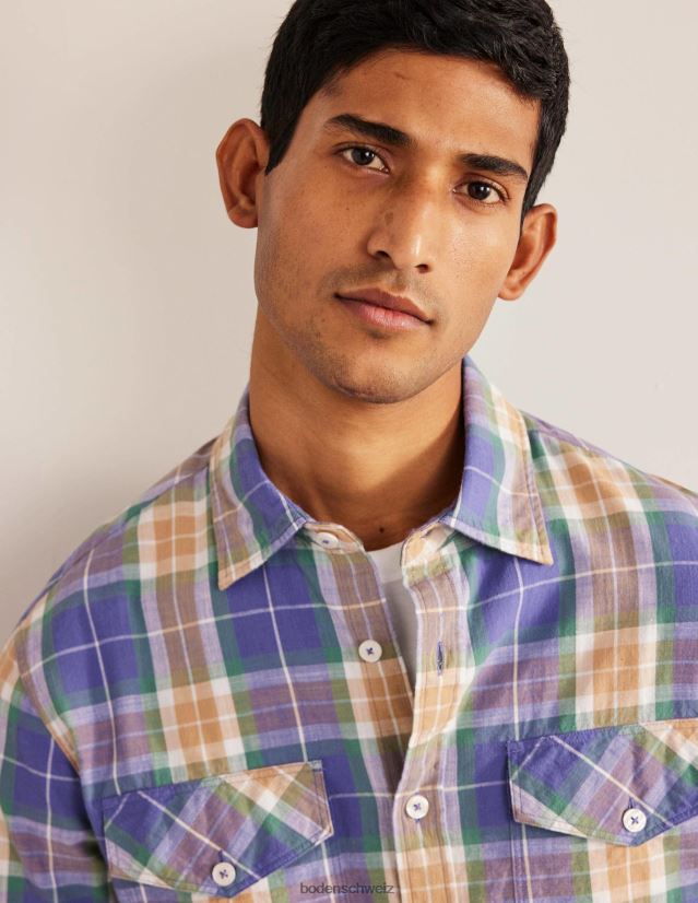 Boden Männer Lässiges Karohemd aus Baumwolle VH86PT3535 Kleidung Korsisches blaues Karo