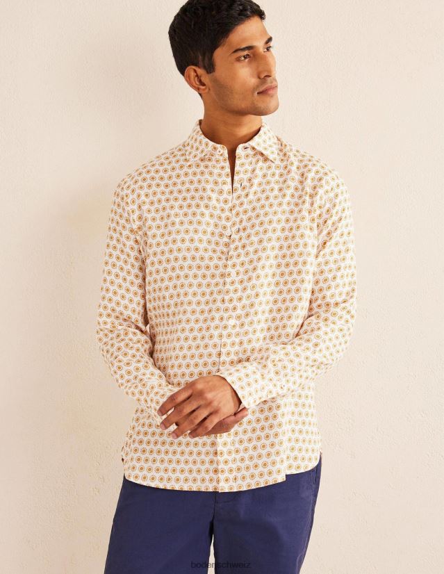 Boden Männer Leinenhemd mit Cutaway-Kragen VH86PT3511 Kleidung Ernte goldene Sonne