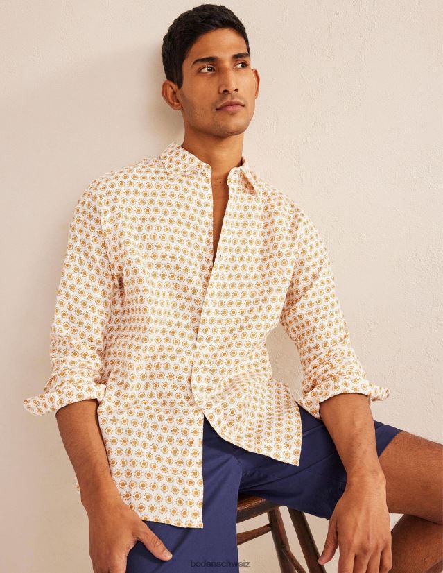 Boden Männer Leinenhemd mit Cutaway-Kragen VH86PT3511 Kleidung Ernte goldene Sonne