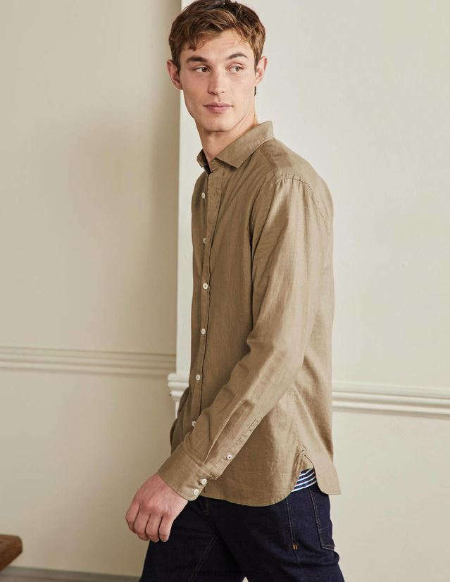Boden Männer Leinenhemd mit Cutaway-Kragen VH86PT3611 Kleidung Malz