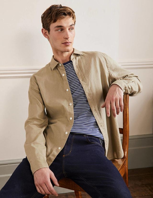 Boden Männer Leinenhemd mit Cutaway-Kragen VH86PT3611 Kleidung Malz