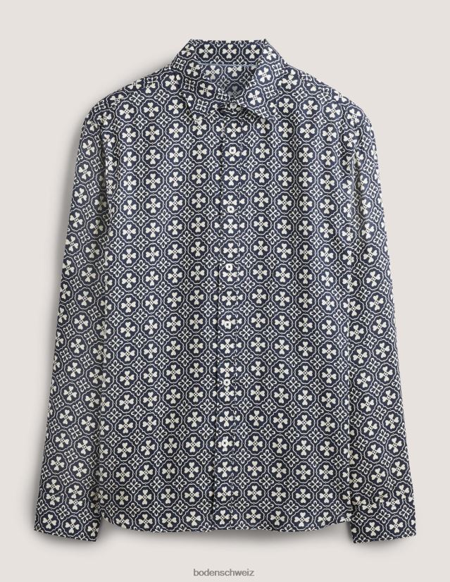 Boden Männer Leinenhemd mit Cutaway-Kragen VH86PT3629 Kleidung französische Marinefliese