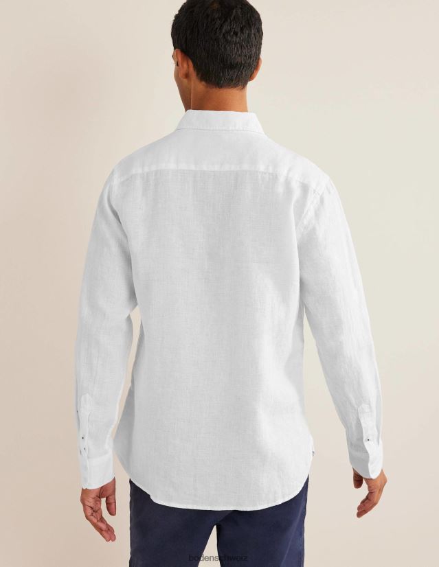 Boden Männer Leinenhemd mit Cutaway-Kragen VH86PT3633 Kleidung Weiß