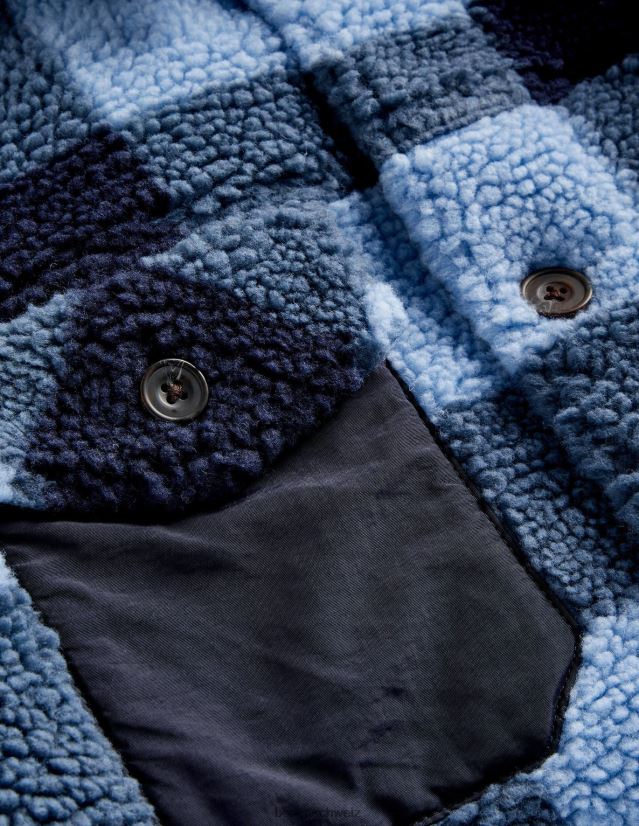 Boden Männer Sherpa-Überhemd VH86PT3592 Kleidung blaues Karo