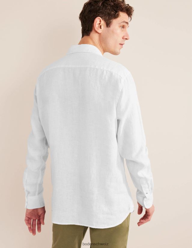 Boden Männer Slim-Fit-Leinenhemd VH86PT3617 Kleidung Weiß