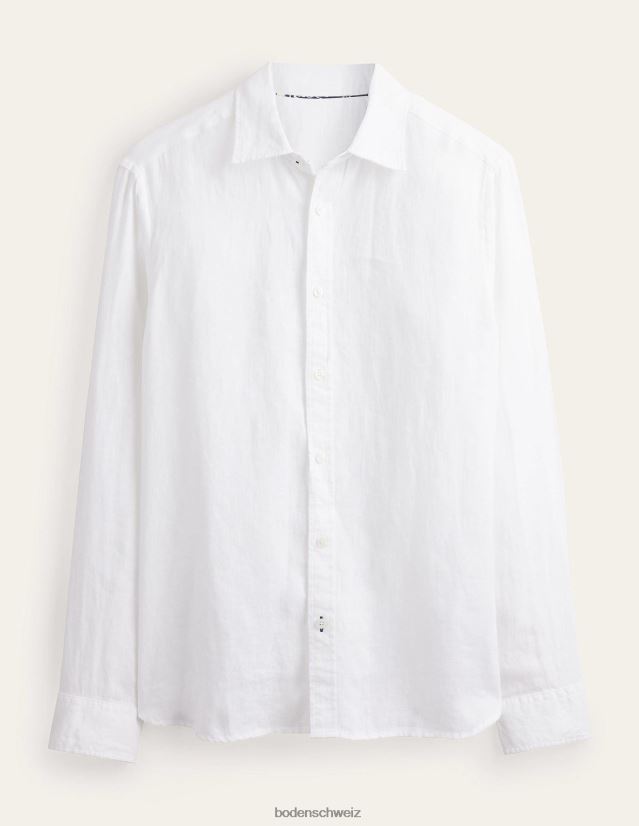 Boden Männer Slim-Fit-Leinenhemd VH86PT3617 Kleidung Weiß