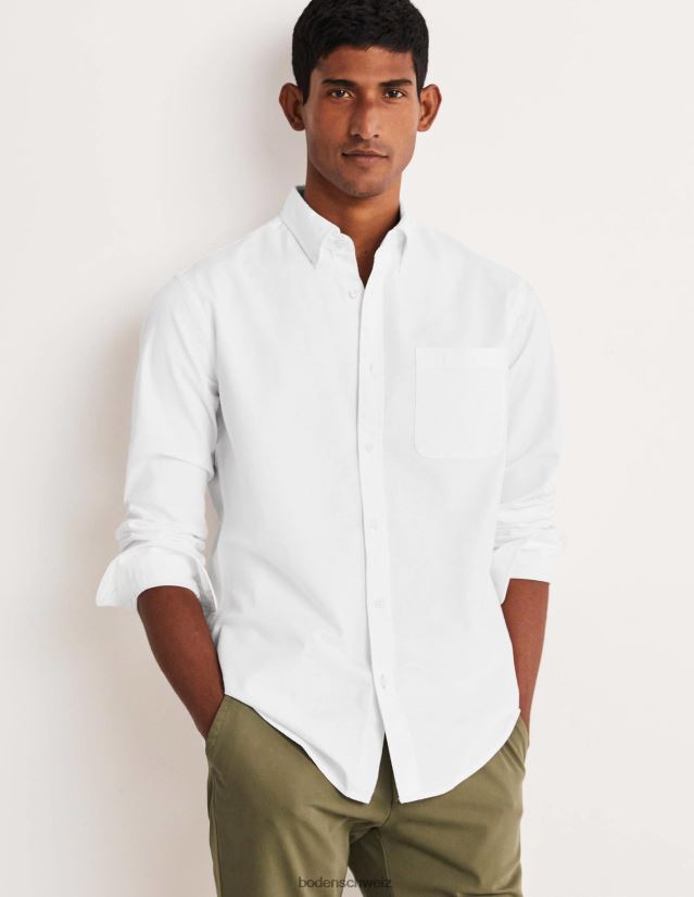 Boden Männer Slim-Hemd mit Knopfleiste VH86PT3569 Kleidung Weiß