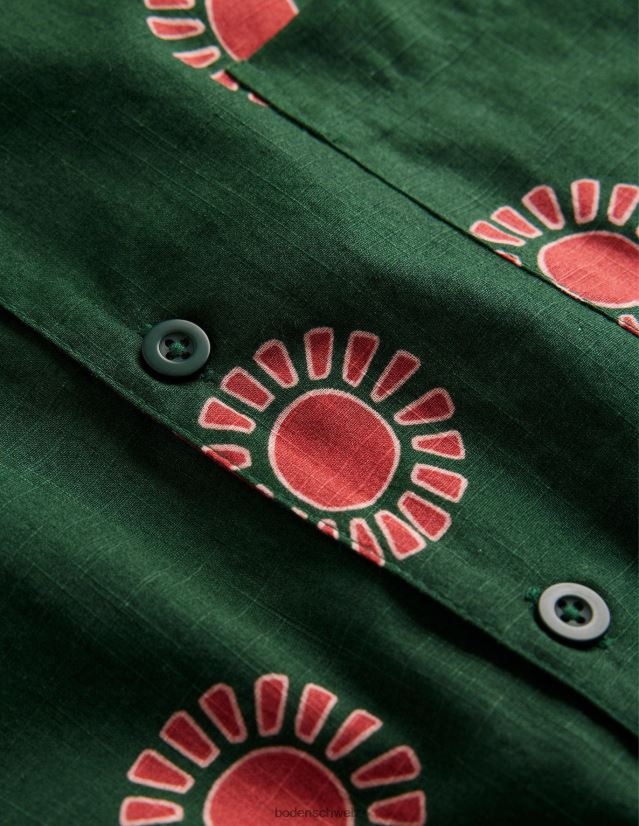 Boden Männer Strukturiertes Hemd mit Reverskragen VH86PT3634 Kleidung Palmblatt-Sonnendruck