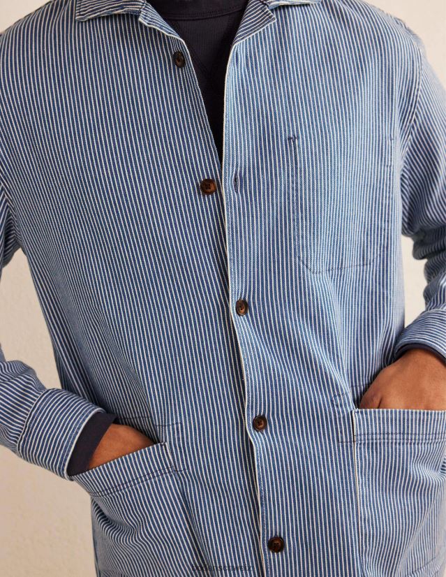 Boden Männer Twill-Overshirt VH86PT3517 Kleidung Indigo-Ticking