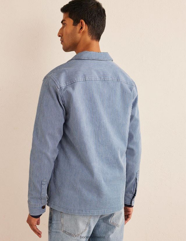 Boden Männer Twill-Overshirt VH86PT3517 Kleidung Indigo-Ticking