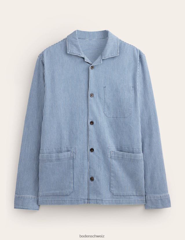 Boden Männer Twill-Overshirt VH86PT3517 Kleidung Indigo-Ticking