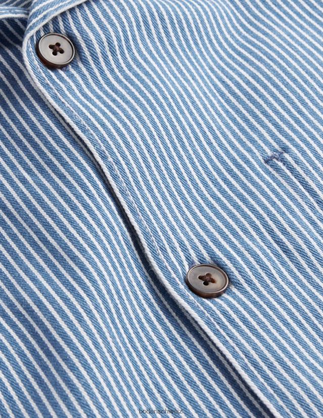 Boden Männer Twill-Overshirt VH86PT3517 Kleidung Indigo-Ticking