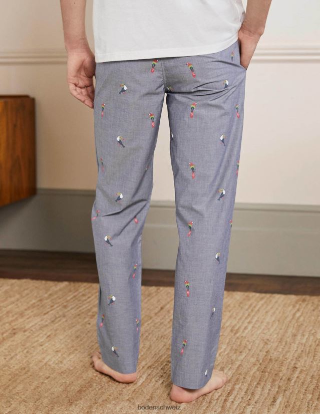 Boden Männer Pyjamahose aus Baumwollpopeline VH86PT3598 Kleidung Chambray-Tukane