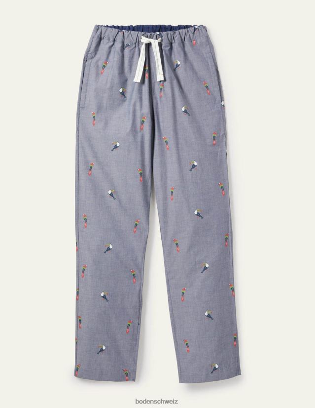 Boden Männer Pyjamahose aus Baumwollpopeline VH86PT3598 Kleidung Chambray-Tukane