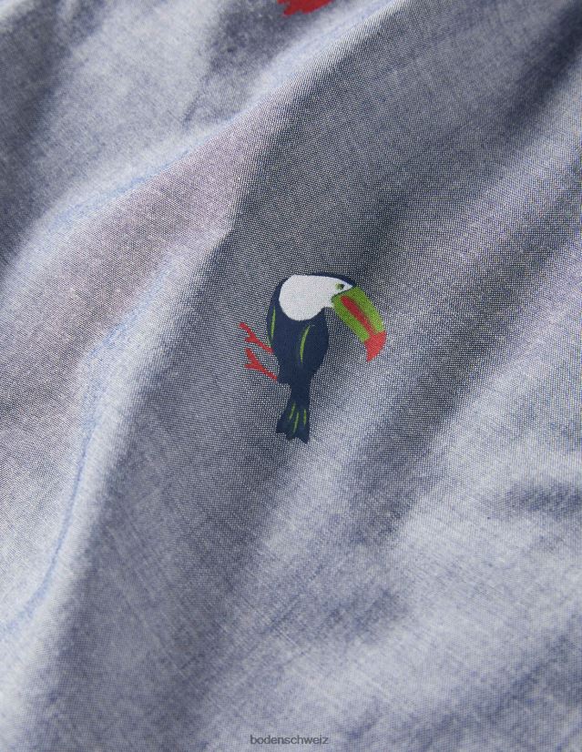 Boden Männer Pyjamahose aus Baumwollpopeline VH86PT3598 Kleidung Chambray-Tukane