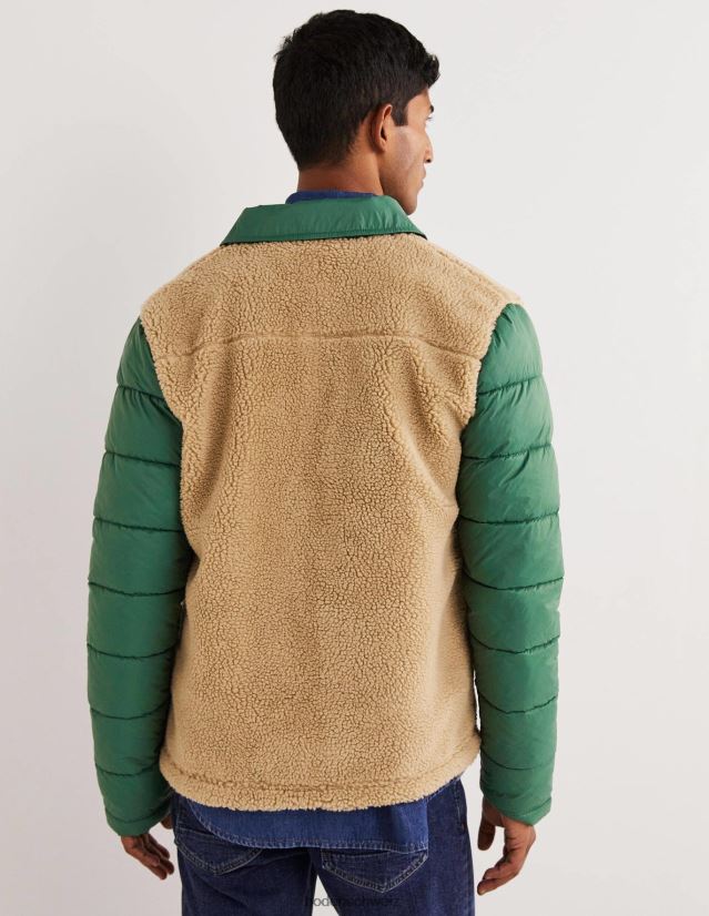 Boden Männer Durchgeknöpfte Sherpa-Jacke VH86PT3581 Kleidung Jägergrün/Ecru